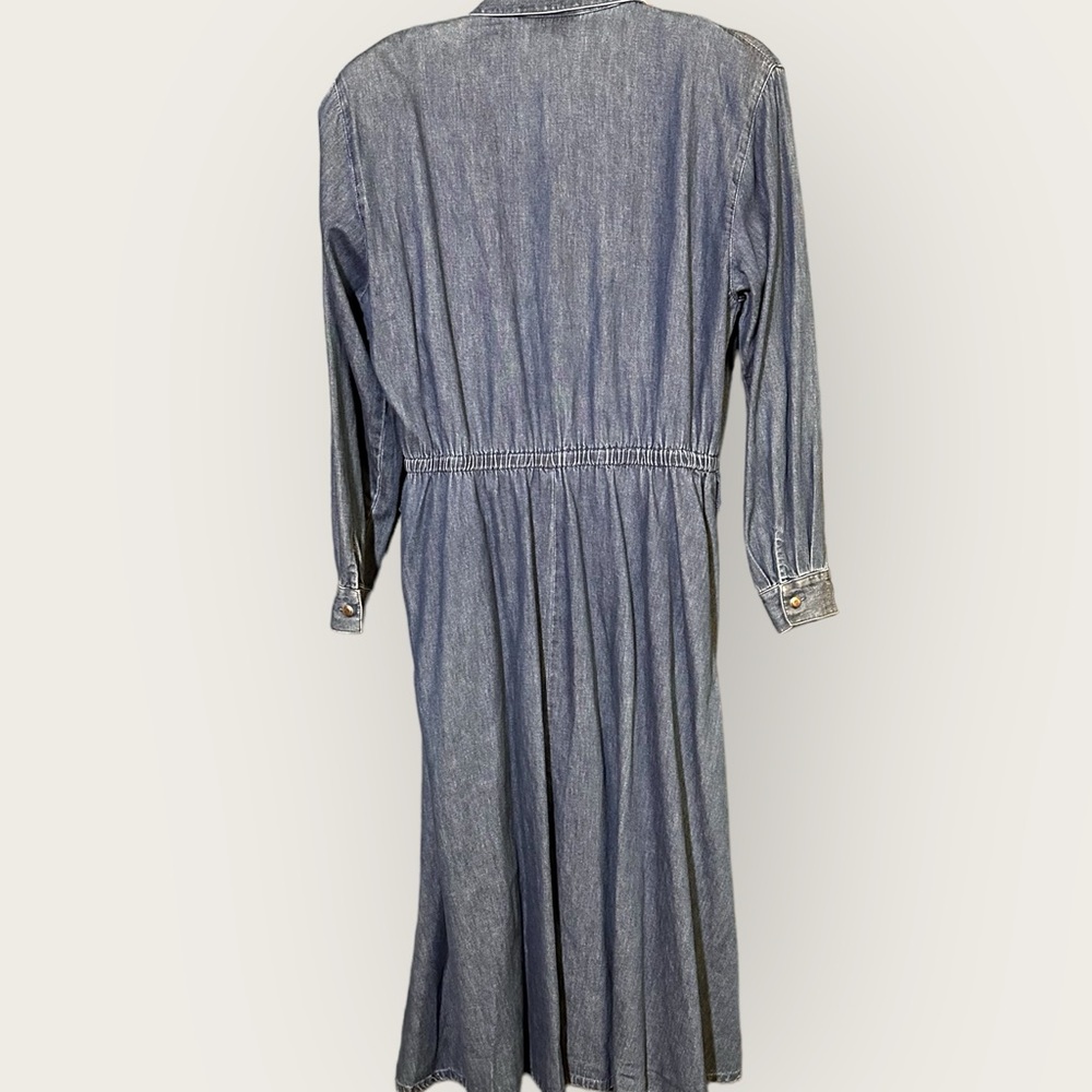 Talbots 12pet long sleeve coastal cowgirl button down chambray midi/maxi dress - Picture 2 of 12